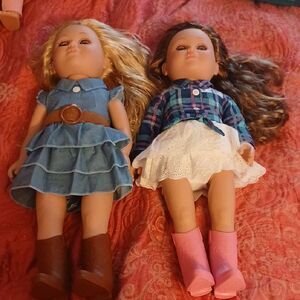 Fashionable Doll Set with Denim and Plaid Outfits